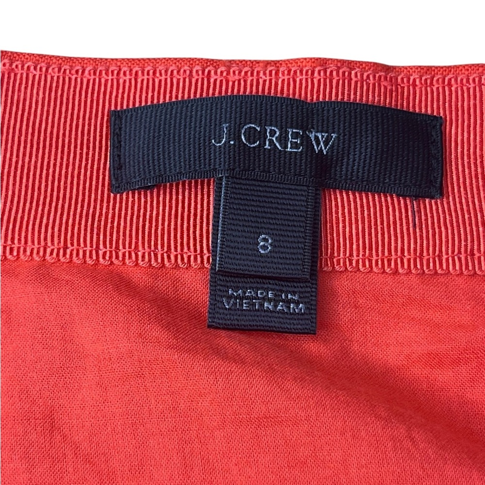 J.Crew Red Linen Wrap Skirt Ruffle Hem Size 8 Summer Resort - Picture 6 of 8